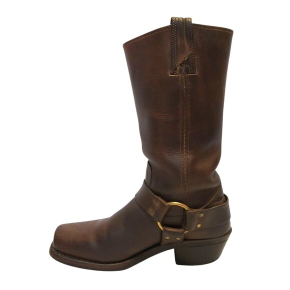 FRYE 12R Harness Boot Brown Oiled Leather Western Cowgirl Mid Calf Engineer Moto - Picture 6 of 13